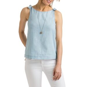 Vineyard Vines Tie Shoulder Chambray Top 12 Light Blue Button Back Tank